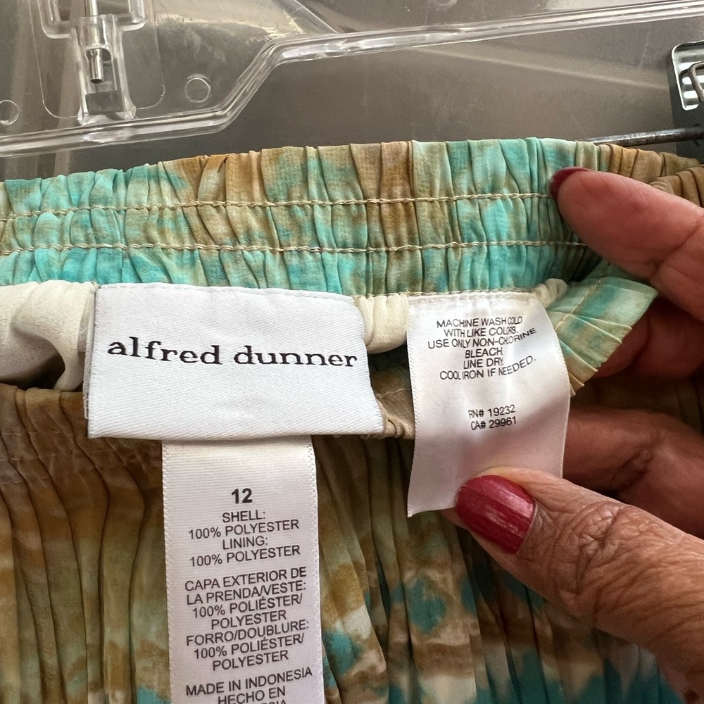 Alfred Dunner Southwestern Turquoise Brown Pleated Maxi Skirt Boho Size 12 - Picture 4 of 4